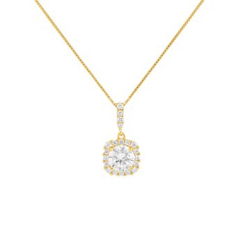 PRIMROSE Sterling Silver Cubic Zirconia Halo Pendant Necklace