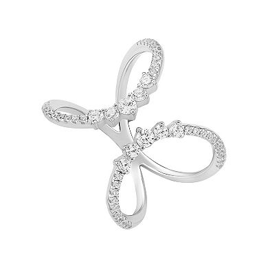 PRIMROSE Sterling Silver Graduated Cubic Zirconia Open Band Ring