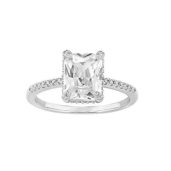 Primrose Sterling Silver Cubic Zirconia Baguette Ring