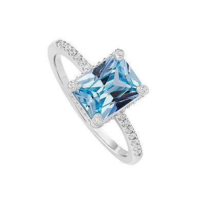 PRIMROSE Sterling Silver Cubic Zirconia Baguette Ring