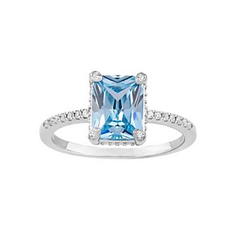 PRIMROSE Sterling Silver Cubic Zirconia Baguette Ring