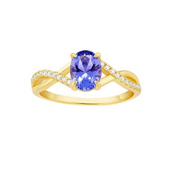PRIMROSE 18k Gold Over Silver Purple Cubic Zirconia Twist Ring