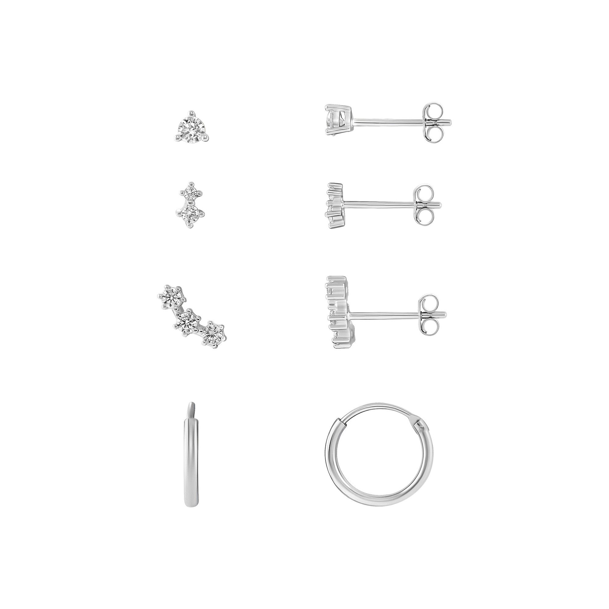 PRIMROSE 18k Gold Over Silver Cubic Zirconia Stud, Double Stud, Crawler Stu