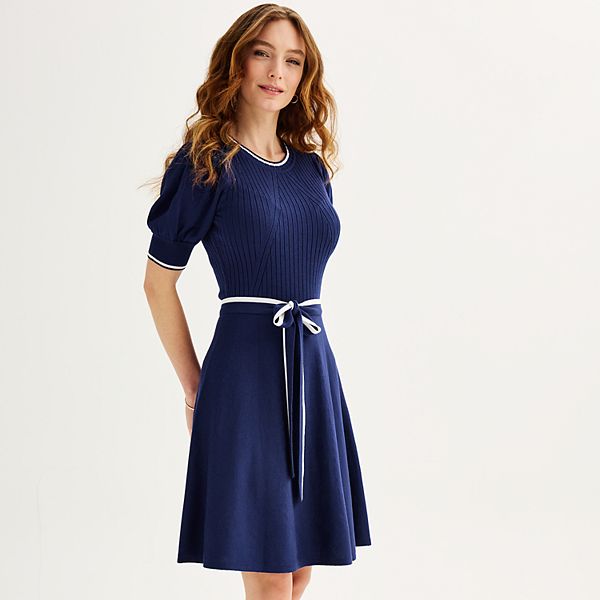 Women s Draper James Belted Elbow Sleeve Sweater Dress