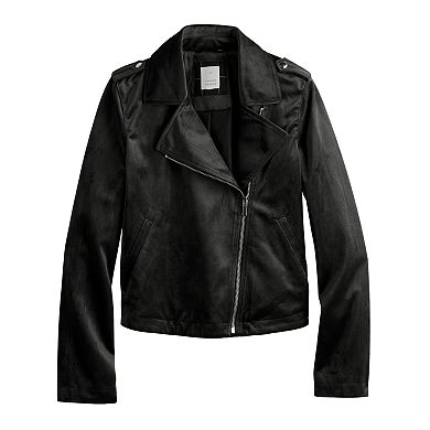Women's LC Lauren Conrad Velvet Moto Jacket