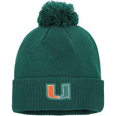 Men's adidas Green Miami Hurricanes 2023 Sideline COLD.RDY Cuffed Knit Hat with Pom