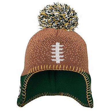 Infant Brown Green Bay Packers Football Head Knit Hat with Pom