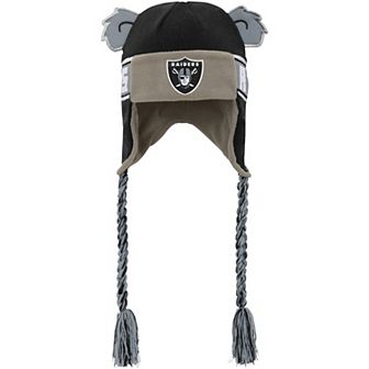 Youth Outerstuff Black Las Vegas Raiders Wordmark Ears Trooper Knit Hat