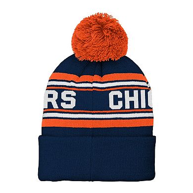 Youth Navy Chicago Bears Jacquard Cuffed Knit Hat with Pom
