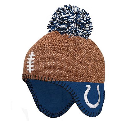 Preschool Brown Indianapolis Colts Football Head Knit Hat with Pom