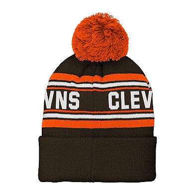 Preschool Brown Cleveland Browns Jacquard Cuffed Knit Hat with Pom