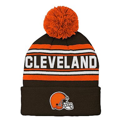 Preschool Brown Cleveland Browns Jacquard Cuffed Knit Hat with Pom