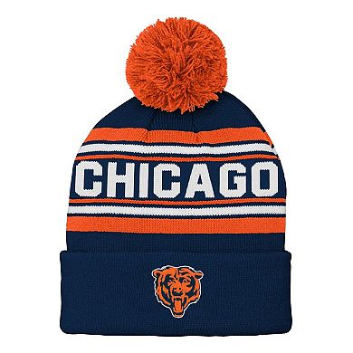 Preschool Navy Chicago Bears Jacquard Cuffed Knit Hat with Pom