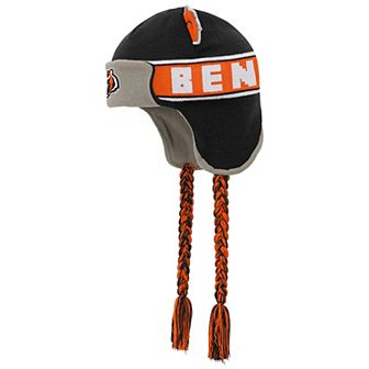 Youth Outerstuff Black Cincinnati Bengals Wordmark Ears Trooper Knit Hat