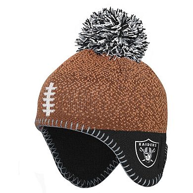 Preschool Brown Las Vegas Raiders Football Head Knit Hat with Pom