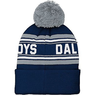 Youth Navy Dallas Cowboys Jacquard Cuffed Knit Hat with Pom