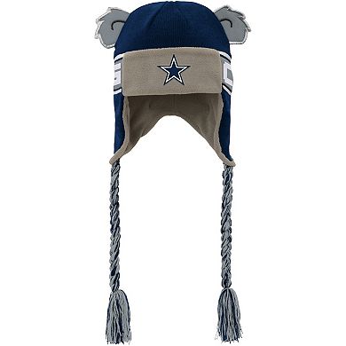 Youth Outerstuff Navy Dallas Cowboys Wordmark Ears Trooper Knit Hat
