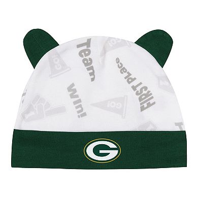 Infant Green/White Green Bay Packers Baby Bear Beanie Set