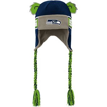 Youth Outerstuff Navy Seattle Seahawks Wordmark Ears Trooper Knit Hat