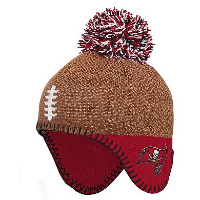 Infant Brown Tampa Bay Buccaneers Football Head Knit Hat with Pom