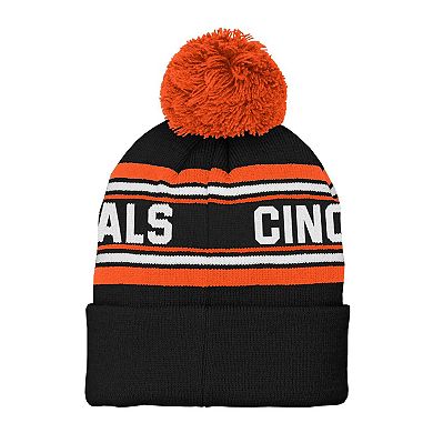 Preschool Black Cincinnati Bengals Jacquard Cuffed Knit Hat with Pom