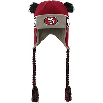 Youth Outerstuff Scarlet San Francisco 49ers Wordmark Ears Trooper Knit Hat