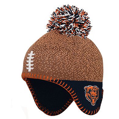 Preschool Brown Chicago Bears Football Head Knit Hat with Pom
