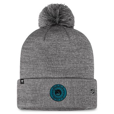 Men's Fanatics Branded  Gray San Jose Sharks Authentic Pro Home Ice Cuffed Knit Hat with Pom