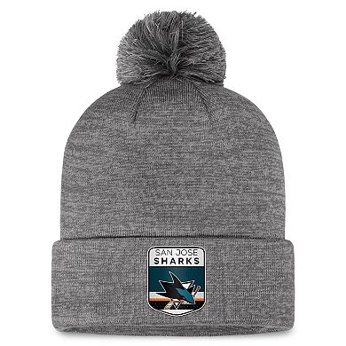 Men's Fanatics Branded  Gray San Jose Sharks Authentic Pro Home Ice Cuffed Knit Hat with Pom