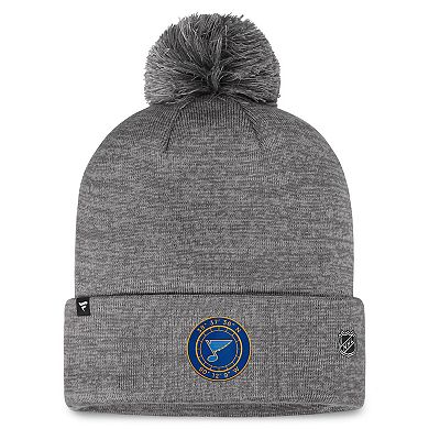 Men's Fanatics Branded Gray St. Louis Blues Authentic Pro Home Ice Cuffed Knit Hat with Pom