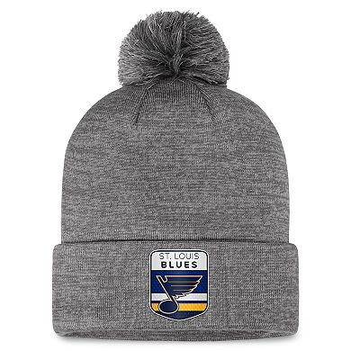 Men's Fanatics Branded Gray St. Louis Blues Authentic Pro Home Ice Cuffed Knit Hat with Pom