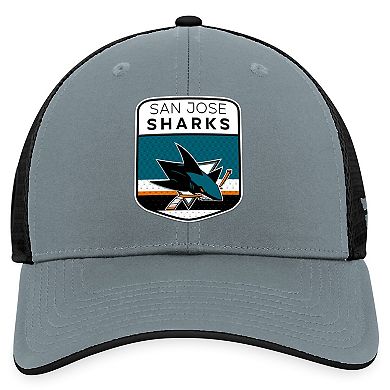 Men's Fanatics Branded  Gray/Black San Jose Sharks Authentic Pro Home Ice Trucker Adjustable Hat