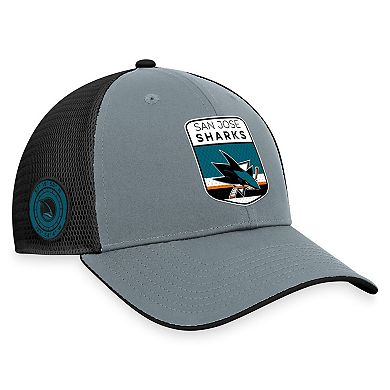 Men's Fanatics Branded  Gray/Black San Jose Sharks Authentic Pro Home Ice Trucker Adjustable Hat