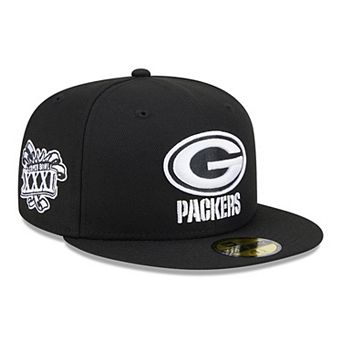 Men's New Era Black Green Bay Packers Main Patch 59FIFTY Fitted Hat