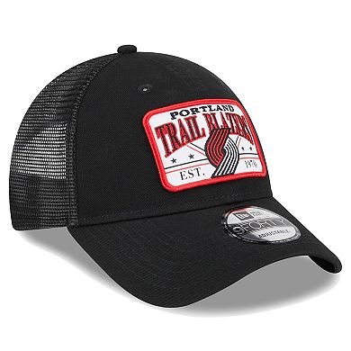 Men's New Era Black Portland Trail Blazers Plate Oversized Patch ...