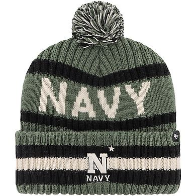 Men's '47 Green Navy Midshipmen OHT Military Appreciation Bering Cuffed Knit Hat with Pom