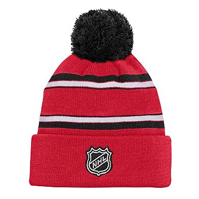 Youth Detroit Red Wings Red Jacquard Cuffed Knit Hat with Pom
