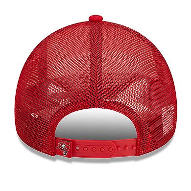 Men's New Era White/Red Tampa Bay Buccaneers Stacked A-Frame Trucker 9FORTY Adjustable Hat