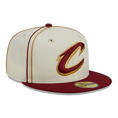 Men's New Era Cream/Wine Cleveland Cavaliers Piping 2-Tone 59FIFTY Fitted Hat