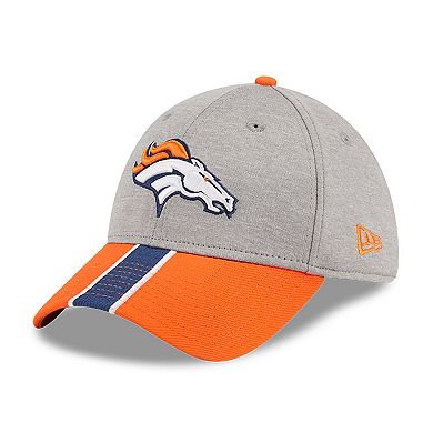 Men's New Era Heather Gray/Orange Denver Broncos Striped 39THIRTY Flex Hat