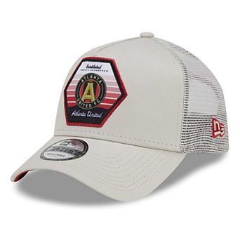 Men's New Era Cream Atlanta United FC Established Patch 9FORTY A-Frame Trucker Adjustable Hat