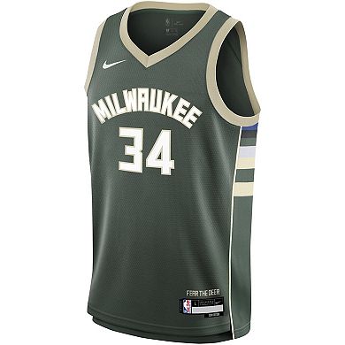 Youth Nike Giannis Antetokounmpo Hunter Green Milwaukee Bucks Swingman Jersey - Icon Edition