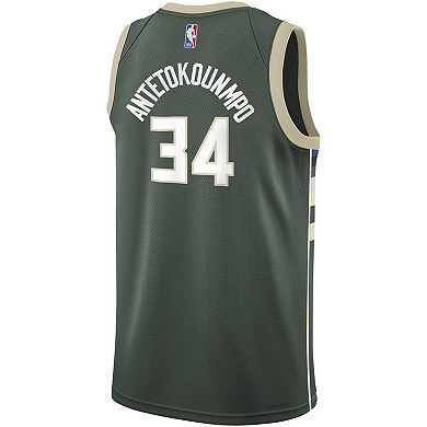 Youth Nike Giannis Antetokounmpo Hunter Green Milwaukee Bucks Swingman Jersey - Icon Edition