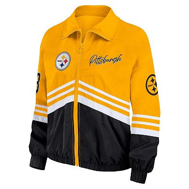 Women's WEAR by Erin Andrews Gold Pittsburgh Steelers Vintage Throwback Windbreaker Full-Zip Jacket