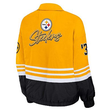 Women's WEAR by Erin Andrews Gold Pittsburgh Steelers Vintage Throwback Windbreaker Full-Zip Jacket