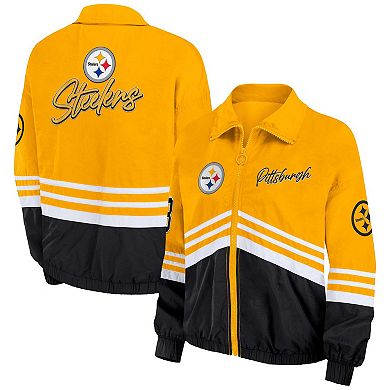 Women's WEAR by Erin Andrews Gold Pittsburgh Steelers Vintage Throwback Windbreaker Full-Zip Jacket