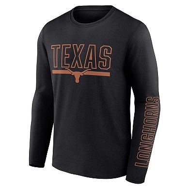 Men's Profile Black Texas Longhorns Big & Tall Two-Hit Graphic Long Sleeve T-Shirt