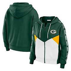 Green Bay Packers Fanatics Branded Women's Blind Side Raglan Full-Zip Hoodie  - Heather Gray/Green