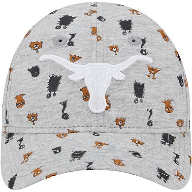 Toddler New Era Heather Gray Texas Longhorns Allover Print Critter 9FORTY Flex Hat