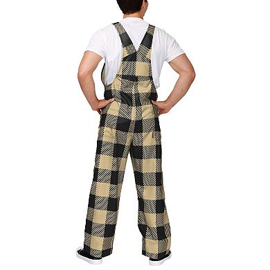 Men's FOCO Black New Orleans Saints Big Logo Plaid Overalls